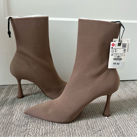 Zara Shoes - NWT Zara Taupe Sock Heel Boots